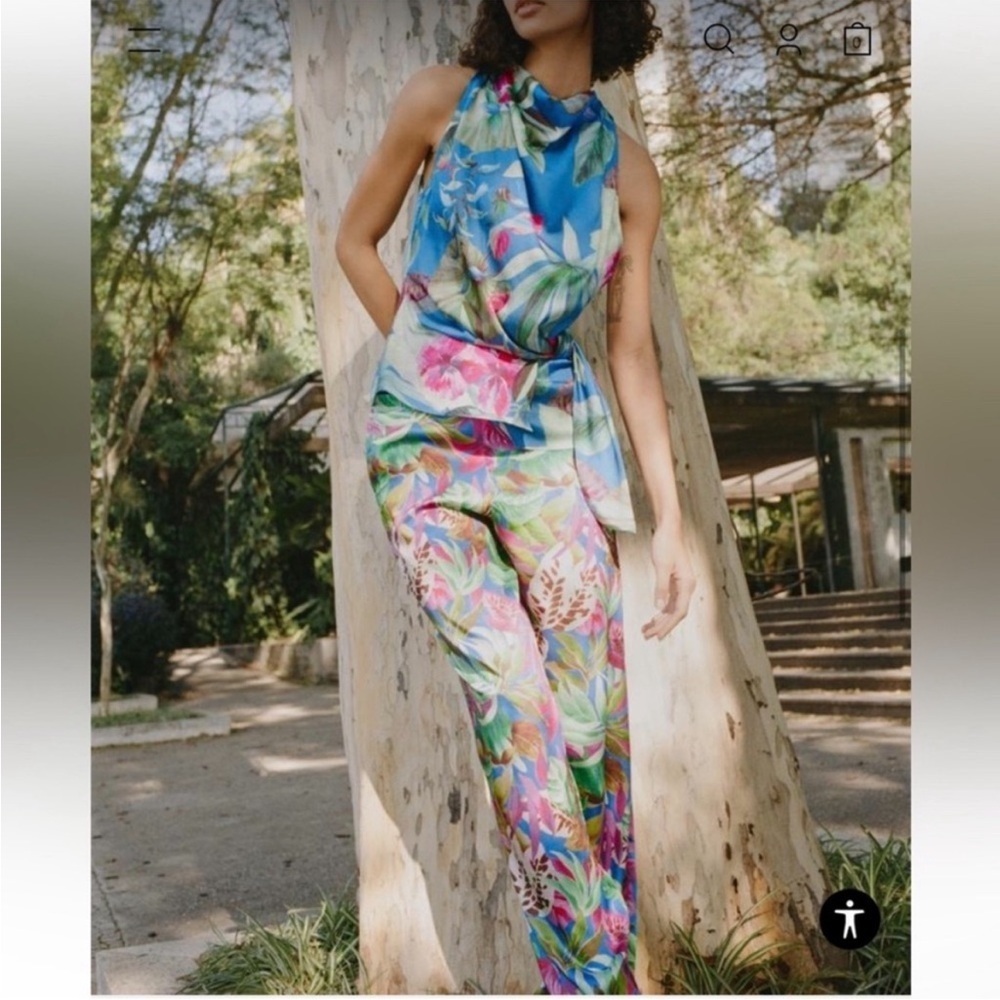 Spring 🌺 NWT ZARA SATIN EFFECT
TROPICAL 
TOP XS 
🚨firm price no discount - Picture 3 of 5